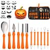 Gobesty Kit Intaglio Zucca Halloween, 12 Pezzi Halloween Kit di Intaglio della Zucca, Coltello da Intagliare di Zucca con Borsa per Il Trasporto e 10 Modelli di Intaglio, per Dulti e Bambini