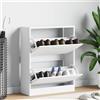 Generic Scarpiera bianco lucido 63x24x81 cm | Legno Ingegneria Durevole, 2 Cassetti Pieghevoli, Mobile Stoccaggio per Ingresso, Corridoio, Soggiorno