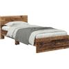 vidaXL Struttura del letto con strisce LED Legno vecchio 90 x 190 cm
