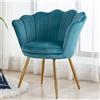 chairus Poltrona Imbottita Poltrona Camera da Letto Moderna in Velluto, Blu | Poltrona da salotto elegante, design, gambe dorate, cuscino imbottito