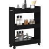 vidaXL Armadietto con ruota Rovere Nero 60 x 22 x 79 cm | L'eleganza moderna si sposa bene con qualsiasi decorazione della stanza, Tre comodi ripiani per riporre le tue cose,