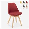 Produce Shop Sedia Design Nordico Legno e Tessuto e Cuscino Cucina Bar Ristorante Dolphin - Rosso