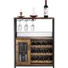 OPULENTHOME Mobile da bar per vino, credenza industriale, portabottiglie, portabicchieri da vino rimovibile, mobile per riporre oggetti, armadietti e mobili da vino, 12 bottiglie, per soggiorno, cucina, sala da
