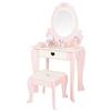 WOOMAX Tavolo da toeletta Bambina Sgabello in Legno Specchio con Luce 48x32x92cm Colori Pastello Inclusi Accessori Toletta Bambini Accessori Interattivi, Giocattoli per Bambini di 3 anni