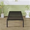 Lutown-Teen Struttura Letto in Metallo 90 x 190 cm, Con Gambe Rotonde- Altezza 46 cm, Letto Singolo Con Rete a Doghe in Metallo, Nero