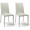 NORDIXA Set 2 Sedie Bianche Sala da Pranzo, Sedie Moderne in Ecopelle Lavabile, Sedie Cucina Imbottite con Struttura in Metallo e Gambe Inclinate Antiribaltamento, Impilabile, Montaggio non richiesto