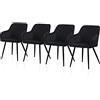TUKAILAi Set di 4 Sedie da Pranzo Imbottite in Velluto, Sedie Cucina con Gambe in Metallo, Ergonomica Poltrona Imbottite Moderne per Sala da Pranzo Soggiorno Salotto Ufficio (Nero)