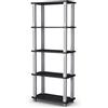 GYMAX Libreria Scaffale a 5 Livelli, Ripiano in Legno, Tubo in Plastica, Stile Moderno Semplice, Adatto a Garage, Cucina e Ufficio, 60 x 29,5 x 144,3 cm (nero)