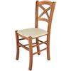 t m c s Tommychairs - Sedia modello Cross per cucina bar e sala da pranzo, robusta struttura in legno di faggio color ciliegio e seduta rivestita in pelle artificiale color avorio