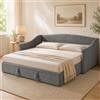 DULRLLY Divano letto 90/180 x 200 cm di larghezza, letto imbottito con | Divano letto estensibile con rete a doghe in legno e schienale, per soggiorno, cameretta dei bambini, tessuto vellutato
