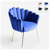 Produce Shop Sedia Poltrona a Conchiglia Design Moderno Velluto Gambe Dorate Calicis - Blu