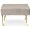 INTRECCI Pouf in Velluto con Gambe Oro | Panca Rettangolare Poggiapiedi | Design Moderno per Salotto, Camera da Letto e Ingresso | 60x40 x H 40 cm | Colore: Beige
