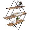 Mendler Libreria mensola scaffale HWC-A80 Legno Metallo 3 Ripiani 12x55x60cm Legno Chiaro