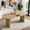 Merax Tavolo da pranzo allungabile, 140/200 x 90 cm, semplice tavolo ovale per 6-8 persone, con angoli arrotondati, piano spesso per soggiorno, sala da pranzo, cucina, ufficio, giardino, colore rovere