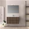 MarinelliGroup Mobile bagno sospeso da 100 cm cannettato lavabo in ceramica con 2 cassettoni noce 102 x 46 x 55 cm Luma