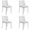 HOUSE COLLECTION, SEDIE MATRIX IN POLIPROPILENE, SENZA BRACCIOLI, DESIGN IMPILABILE, COLORE BIANCO (BCA156X4)