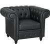 DecHome - Poltrona Vintage retrò Stile Chesterfield in Ecopelle con Braccioli 105x86x79 cm Colore Nero