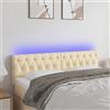 IBUQDDV Testiere Letto Matrimoniale Testiera Letto Matrimoniale Testiera Letto Una Piazza E Mezza Spalliera Letto Matrimoniale Testiera a LED Crema 144x7x78/88 cm in Tessuto per Camera Degli Ospiti Salone