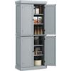 HOMCOM 184cm Armadio dispensa da cucina alto 4 ante Grigio moderno | Credenza da cucina in stile rustico autoportante, 2 ripiani regolabili, per sala da pranzo