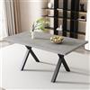 Merax Tavolo da pranzo con gambe incrociate, tavolo rettangolare in ferro battuto, lunghezza 140 x larghezza 80 x altezza 76 cm, effetto cemento + nero, tavolino moderno per sala da pranzo e soggiorno