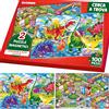 QUOKKA Puzzle Magnetici per Bambini 4-6 Anni - Libro Puzzle 100 Pezzi per 3-5 Anni - 2 Puzzle e 2 Mappe Trova le Differenze - Giochi da Viaggio Cerca e Trova - Libro Attività Dinosauri e Auto in Città