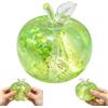 Sikweny Apple Squishy - Giocattolo da schiacciare, 6 cm, verde con glitter fini | Giocattolo sensoriale in morbido materiale TPR, per ufficio e viaggi, accessorio decorativo