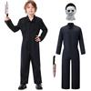 BuzzoXerex Halloween Michael Myers Costume per Bambini, Costume Horror Cosplay Set con Tuta Lavoro Uomoe, Lattice Horror Maschera Michael Myers Bambini per Halloween