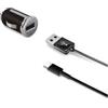 CELLY - CCUSBTYPEC Caricabatterie da auto universale con porta USB, per Smartphone e Tablet, Cavo usb-C integrato, ricarica rapida - Nero