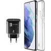 CELLULARLINE STARTER KIT con back cover e caricabatteria USB Type-C 25W Samsung Galaxy S22 Ultra