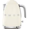 SMEG - KLF03CREU Bollitore Standard 50 s Style, 2400 Watt, 1,7 Litri, Autospegnimento a 100.C, Corpo in Acciaio, Filtro anticalcare - Crema
