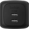 Belkin BoostCharge 50W Dual USB-C PD PPS Nero Caricatore GaN compatto e rapido