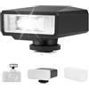 Kalofaye Mini flash con diffusore, GN 12 flash per fotocamera Canon Fuji Sony Nikon e altre fotocamere reflex digitali compatte micro retro (non compatibile con Sony ZV-1F)