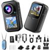 Nsyee Telecamera da pollice 4K per Vlogging - Action Camera a doppio schermo con schermo frontale, Ripresa verticale 1080P, Controllo app WiFi, EIS a 6 assi, 64 GB integrato, collana magnetica e