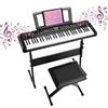 MAMIZO 61 Tasti Tastiera Pianoforte Digitale, Pianoforte Elettrico Portatile, USB MIDI,Pianola Tastiera per Bambini, con Leggio e Panca per Pianoforte, Tastiera Musicale per Principianti