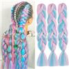 colorful panda ColorfulPanda - Confezione da 3 extension di capelli sintetici Yaki pre-allungati per trecce all'uncinetto - Rosa/viola/blu ghiaccio/blu chiaro, 61 cm