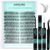 AMZGIRL LASH Kit ciglia finte Wispy Lash Clusters Kit per extension ciglia naturali 180 pezzi Ciglia finte singole sinistre e destre Curl C con colla e sigillante per ciglia finte e pinzetta(Dawn,C-10Pairs Kit)