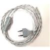 F.A.I. S.r.l. CAVO CABLATO CON TRECCIA ARGENTO SPINA E INTERRUTTORE 120+80cm