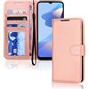 TECHGEAR Pelle Cover Oppo A54s - Custodia Portafoglio in Pelle Sintetica e TPU Antiurto, Funzione di Supporto con Slot per Schede e Cinturino da Polso per Oppo A54s - Oro Rosa