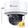 Ctronics Telecamera WiFi Esterno 4K 8MP | Rilevamento AI Persone/Veicoli/Animali, Auto-Tracking, Visione Notturna UHD IR, SD 64G Inclusa, 8 Preset