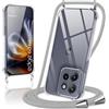 Coiwxmoi Cover per Motorola Moto Edge 60 Neo/Edge 50 Neo con Cordino 6,36,Trasparente Custodia con Laccio Tracolla Corda Catena Cinghia,Ultra Morbido Silicone TPU Antiurto Case, Grigio Chiaro