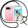 ISOI Cover con Cordino per Google Pixel 9/9 Pro, Custodia Trasparente con Collana Tracolla Laccio Collo Ultra Sottile Morbido TPU Silicone Antiurto AntiGraffio Antiscivolo Case, Nero