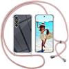 ISOI Cover con Cordino per Samsung Galaxy A54 5G, Custodia Trasparente con Collana Tracolla Laccio Collo Ultra Sottile Morbido TPU Silicone Antiurto AntiGraffio Case, Rosa