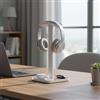 Generic Supporto per cuffie, supporto universale in alluminio per cuffie con vassoio base quadrata, design antiscivolo per cuffie e piccoli accessori come unità USB, scheda TF, auricolari, bianco