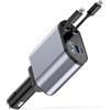 ToneRiso 4 in 1 Retrattile Caricabatterie Auto, Caricatore Auto 120W ricarica rapida | Adattatore Caricabatteria da Auto compatibile con iPhone/Samsung Galaxy/Google Pixel/Hua Wei/Tablet
