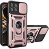ESTH® Custodia per Honor X8 con Custodia per Fotocamera Scorrevole e Supporto ad Anello [Cover Paraurti Compatibile con Supporto Magnetico per Auto], Oro rosa