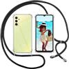 ISOI Cover con Cordino per Samsung Galaxy A34 5G, Custodia Trasparente con Collana Tracolla Laccio Collo Ultra Sottile Morbido TPU Silicone Antiurto AntiGraffio Case, Nero