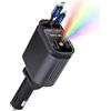 Frogetu 4 In 1 Caricatore Auto USB C 66W, Carica Batteria per Auto Cellulare con Luce Stellata, 12V/24V Caricabatteria da Auto Retrattile usb-C/usb-A, per iPhone 16/15/14, iPad, Android