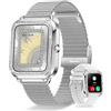 Erkwei Smartwatch Donna Chiamate e Assistente Vocale, Orologio Smart Watch con Cardiofrequenzimetro Sonno SpO2, Notifiche Messaggi Contapassi Orologio Fitness per Android iOS 2 Cinturini