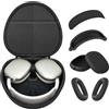 Joremx Custodia per Apple AirPods Max, custodia rigida con scomparto in rete, modalità sleep, con custodia in silicone per auricolari, copertura per auricolari, accessori per archetto - nero