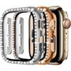 MYAPULUA 2 Pezzi Bling Cover per Apple Watch Custodia Rigida PC con Brillantini Glitter con Pellicola Protettiva in Vetro Temperato Custodia Protettiva per iWatch serie 10 9 8 7 6 5 4 SE